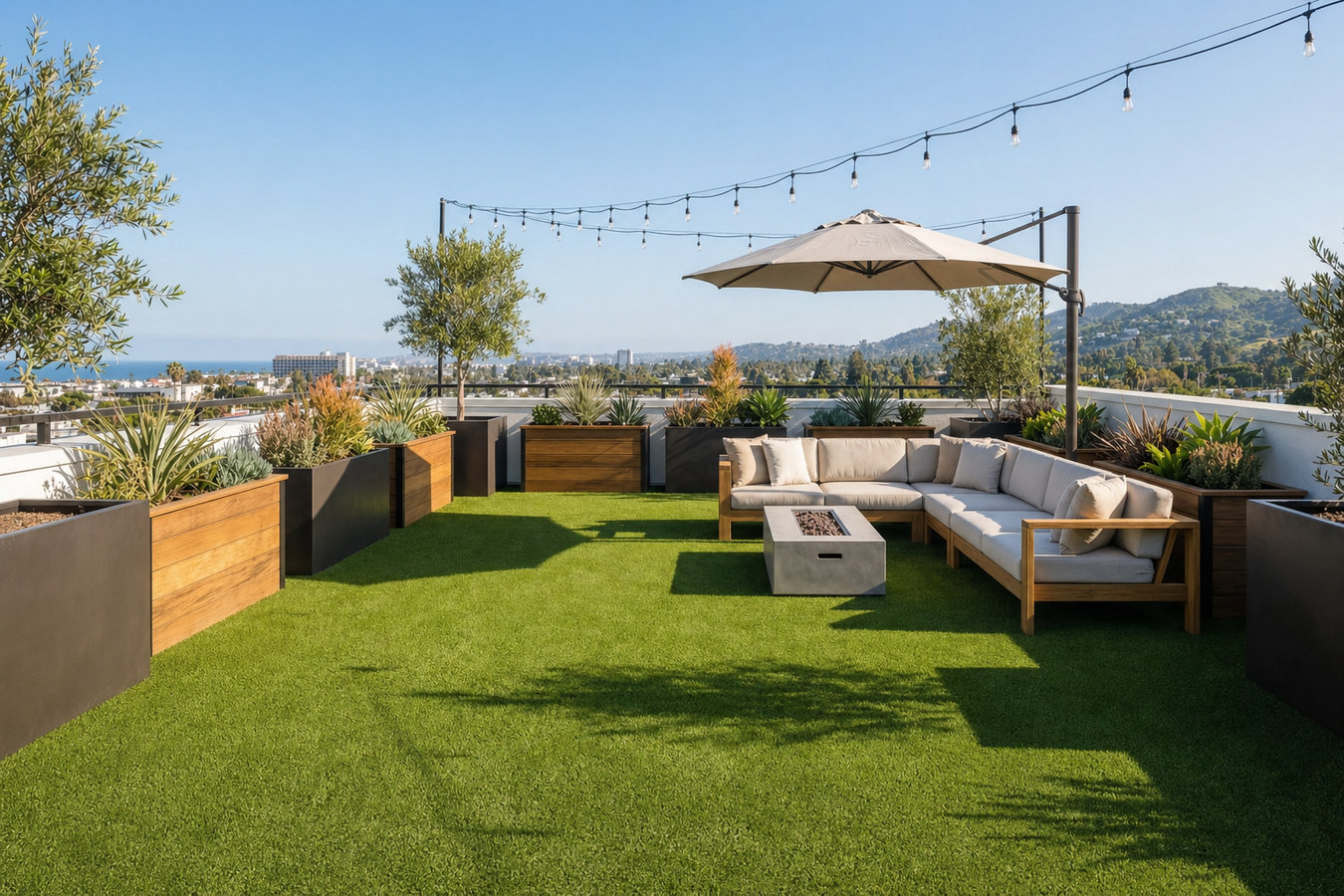 Turf for rooftop gardens